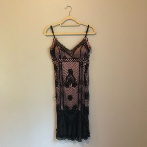 Beaded rose and black cocktail dress